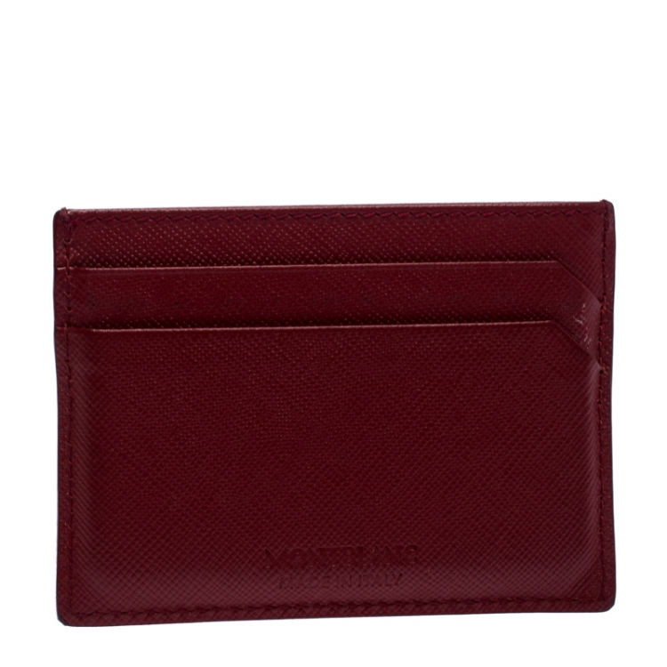 مملوكة مسبقًا Montblanc Red Leather Meisterstuck Card Holder 6CC