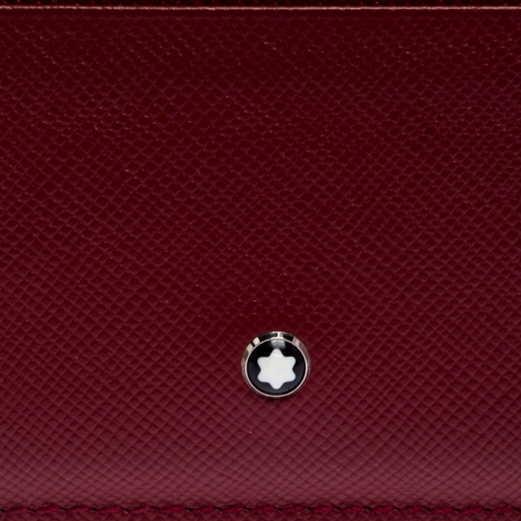 مملوكة مسبقًا Montblanc Red Leather Meisterstuck Card Holder 6CC
