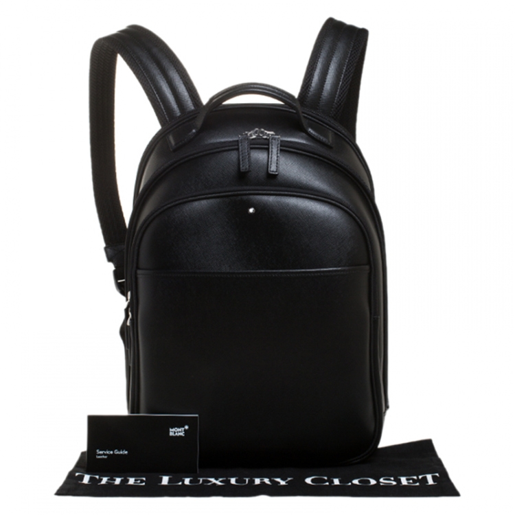 Pre Owned Montblanc Black Leather Small Sartorial Backpack 