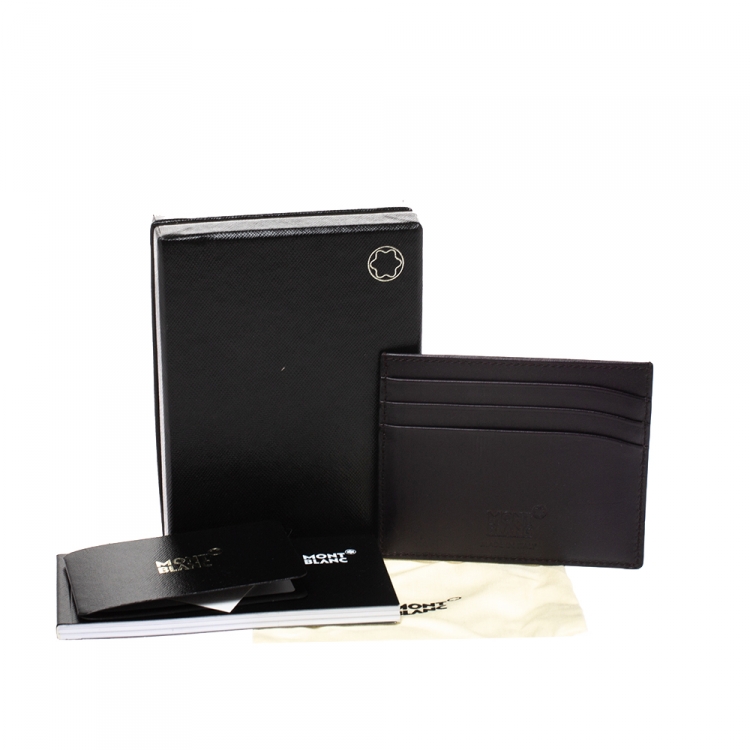 مملوكة مسبقًا Montblanc Dark Purple Leather Meisterstuck Card Holder 6CC