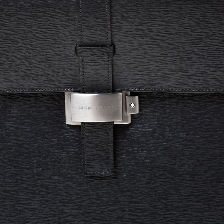 Pre Owned Montblanc Black Leather 4810 Westside Single Gusset Briefcase 