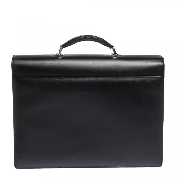 Pre Owned Montblanc Black Leather Meisterstück Double Gusset Briefcase