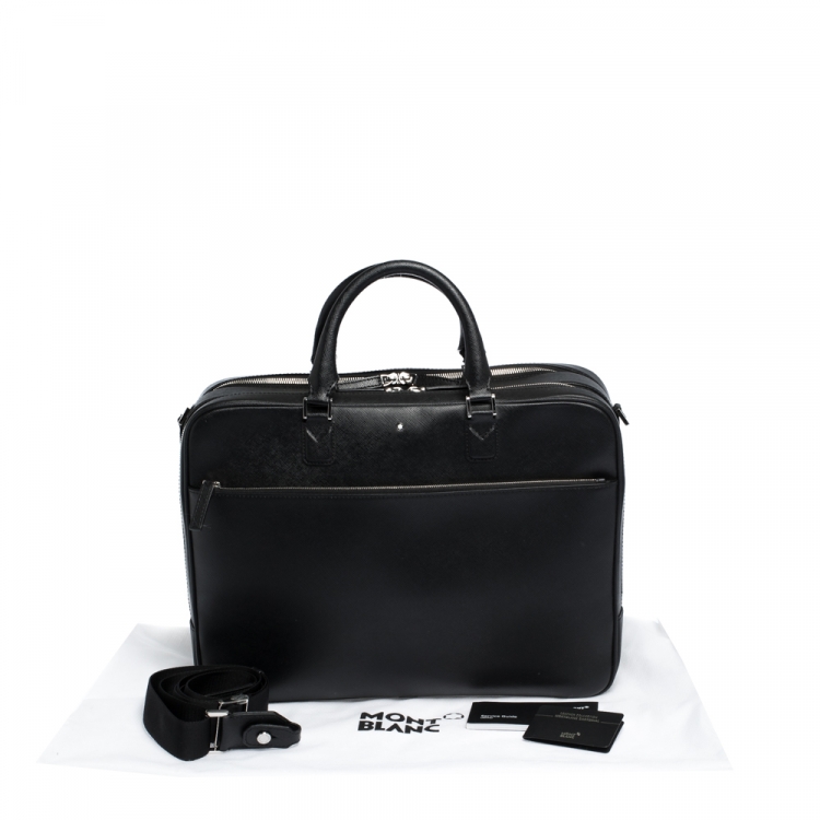 Pre Owned Montblanc Black Leather Sartorial Double Zip Briefcase