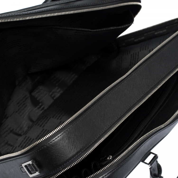 Pre Owned Montblanc Black Leather Sartorial Double Zip Briefcase