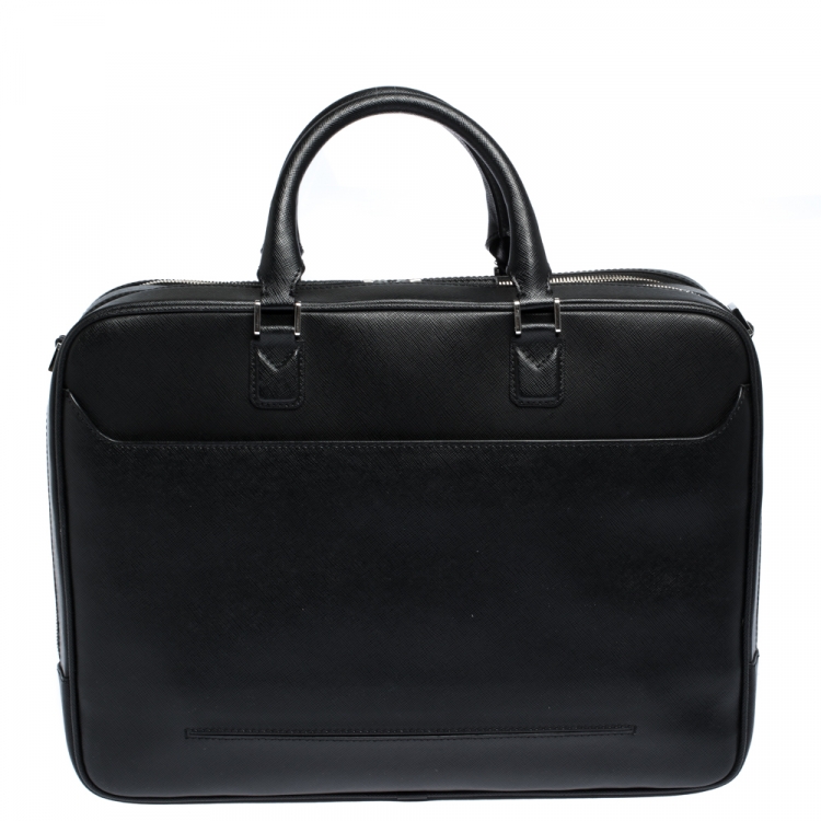 Pre Owned Montblanc Black Leather Sartorial Double Zip Briefcase