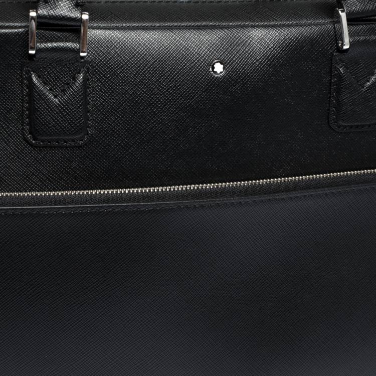Pre Owned Montblanc Black Leather Sartorial Double Zip Briefcase