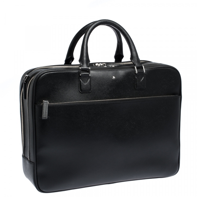 Pre Owned Montblanc Black Leather Sartorial Double Zip Briefcase