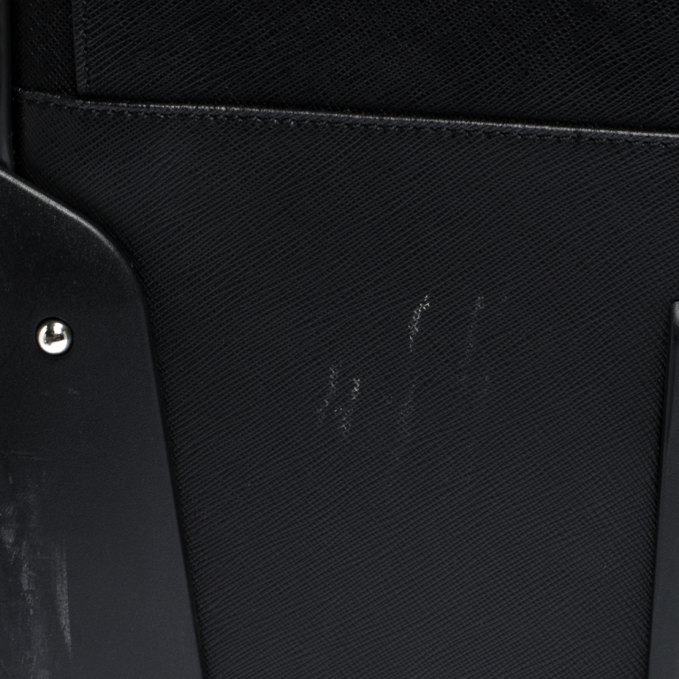 Pre Owned Montblanc Black Leather Nightflight On Board Luggage