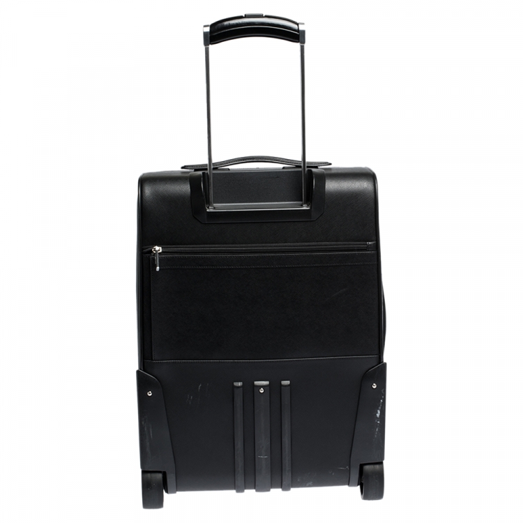 Pre Owned Montblanc Black Leather Nightflight On Board Luggage