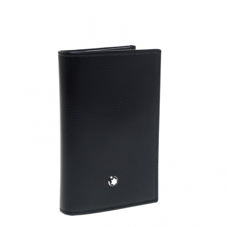 Pre Owned Montblanc Black Leather Meisterstuck Business Card Holder Set