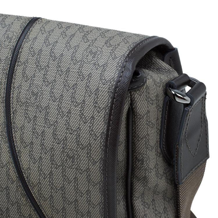 Pre Owned MontBlanc Brown Coated Canvas and Leather Flap Messenger Bag