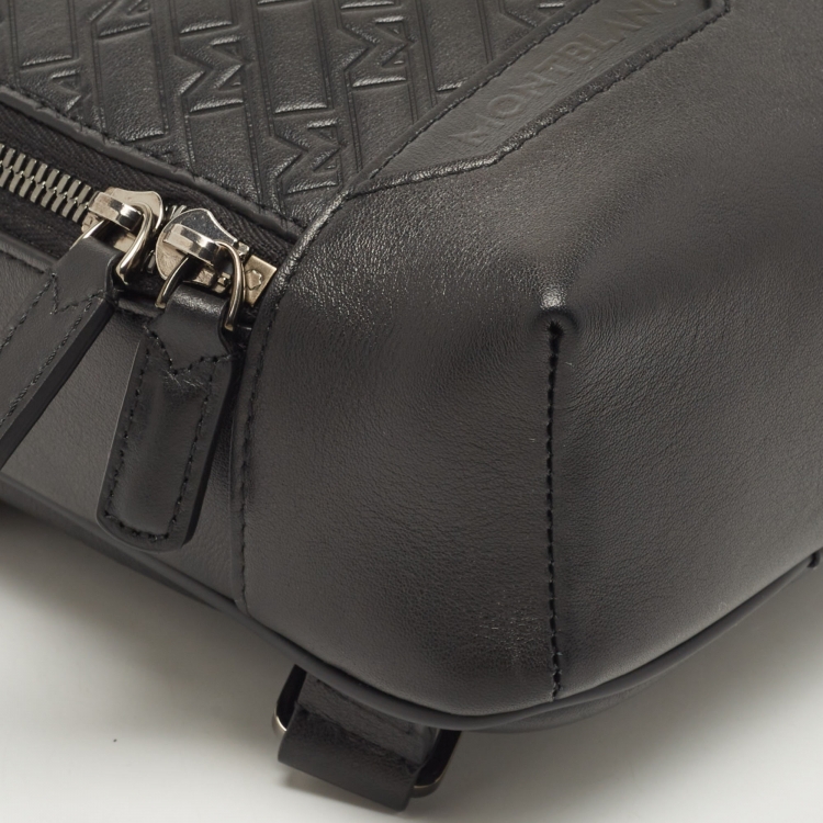 Pre Owned Montblanc Black Monogram Leather Sling Bag