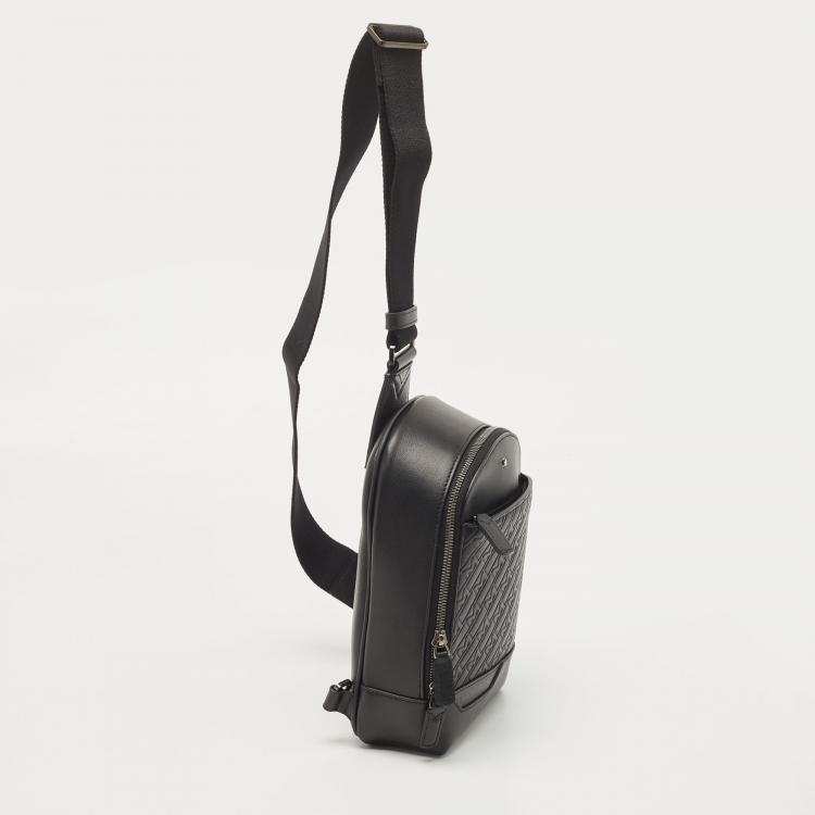 Pre Owned Montblanc Black Monogram Leather Sling Bag