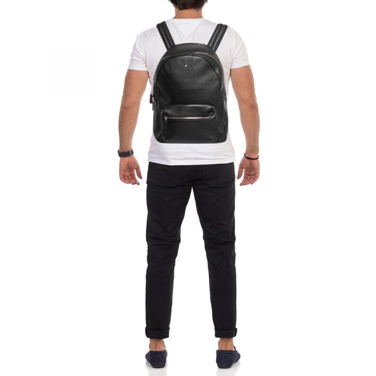 Pre Owned Montblanc Black Leather Meisterstuck Backpack