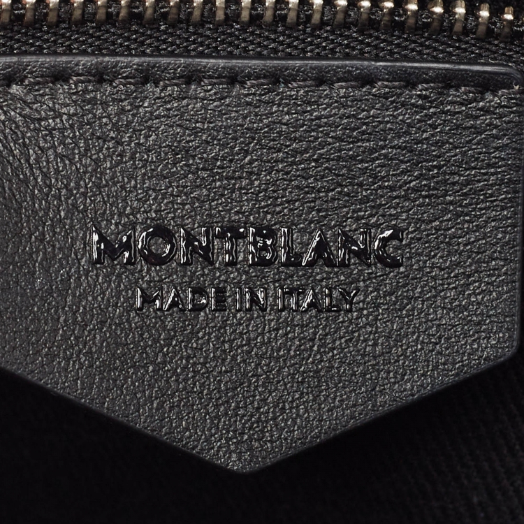 Pre Owned Montblanc Navy Blue Croc Embossed Leather Meisterstuck Zip Wristlet Pouch
