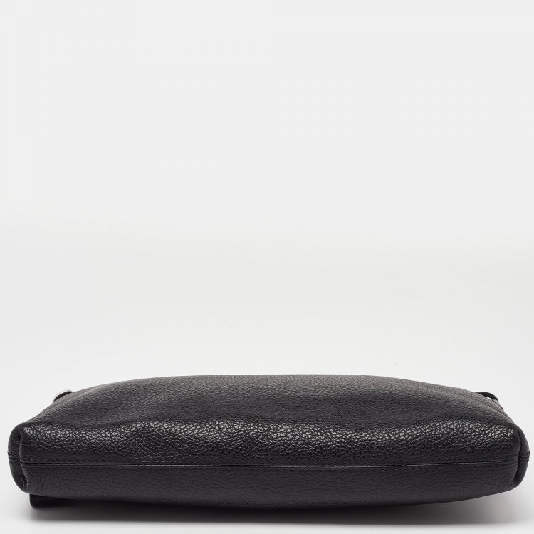 Pre Owned Montblanc Black Leather Zip Wristlet Pouch