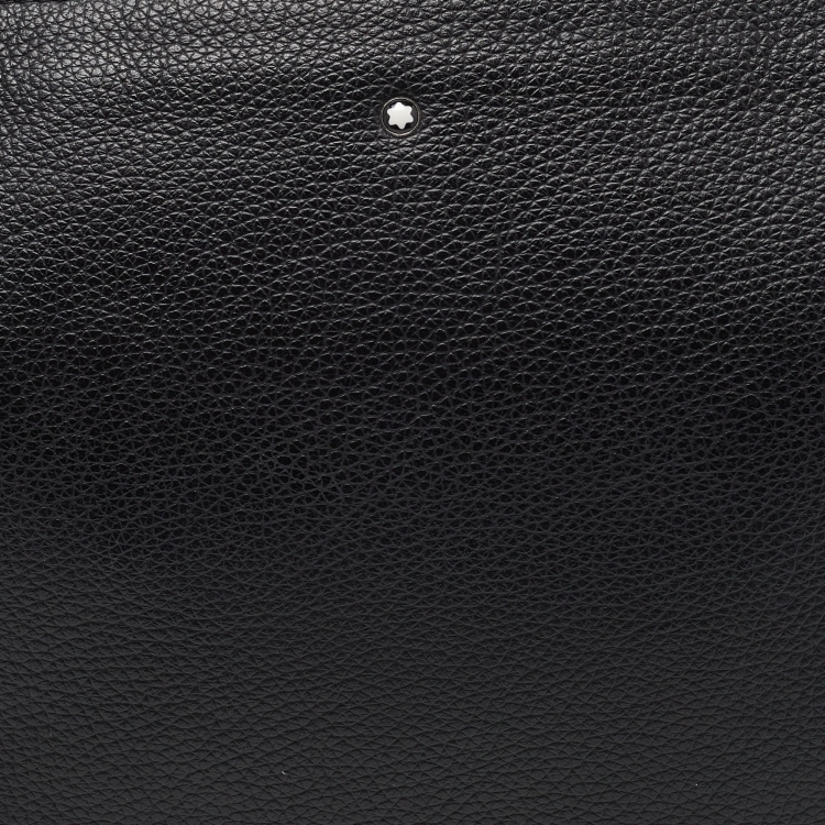 Pre Owned Montblanc Black Leather Zip Wristlet Pouch