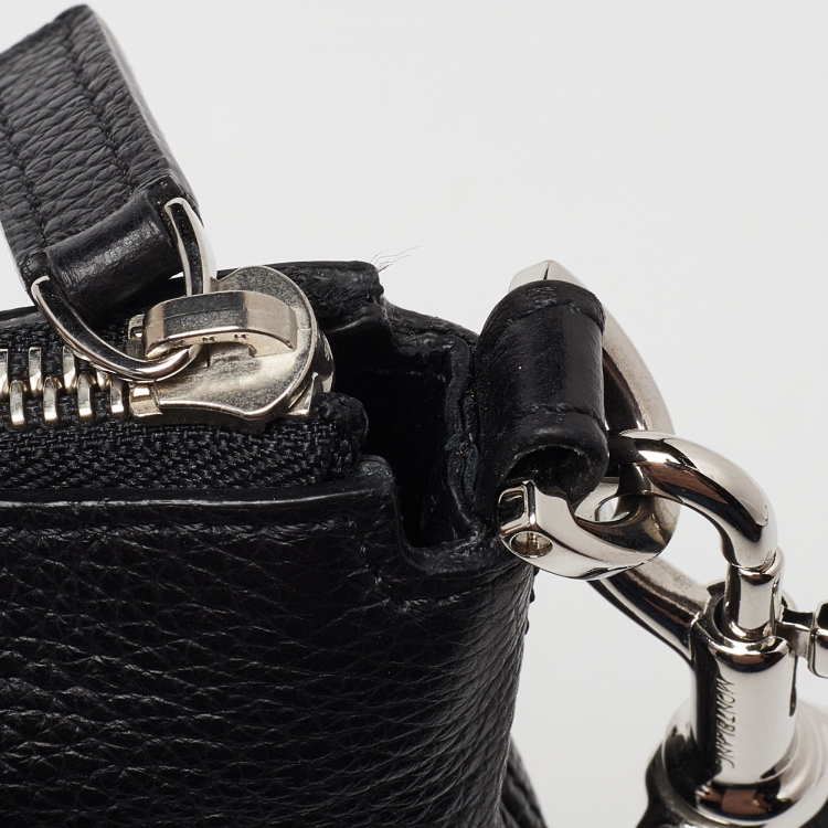 Pre Owned Montblanc Black Leather Zip Wristlet Pouch