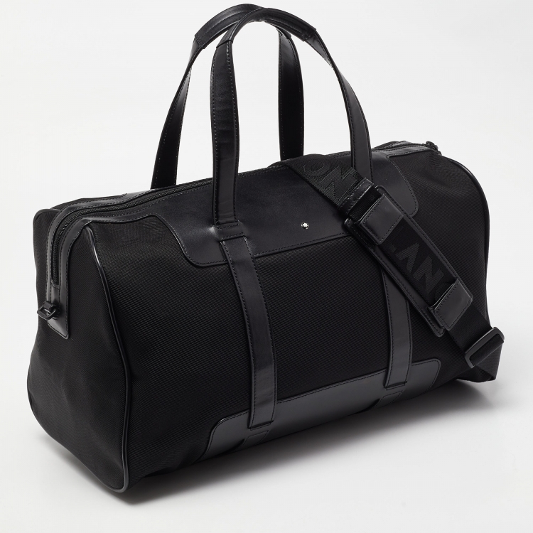 Pre Owned Montblanc Black Nylon and Leather Nightflight Weekender Bag