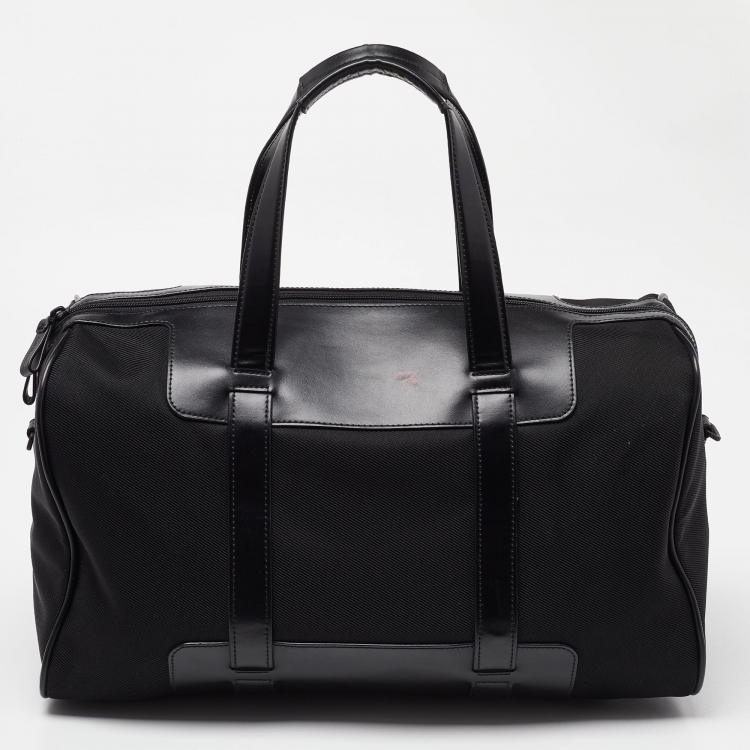 Pre Owned Montblanc Black Nylon and Leather Nightflight Weekender Bag