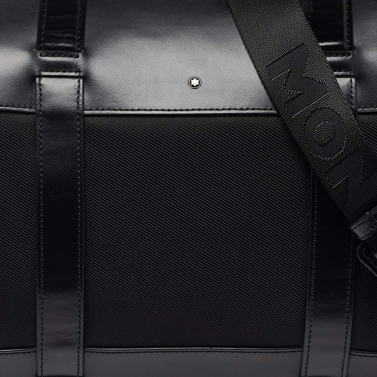Pre Owned Montblanc Black Nylon and Leather Nightflight Weekender Bag