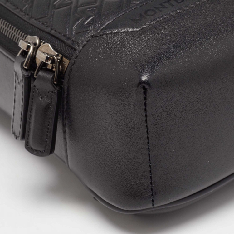 Pre Owned Montblanc Black Monogram Leather 4810 Sling Bag
