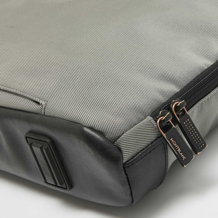 Pre Owned Montblanc Grey/Black Nylon and Leather My Nightflight Document Bag