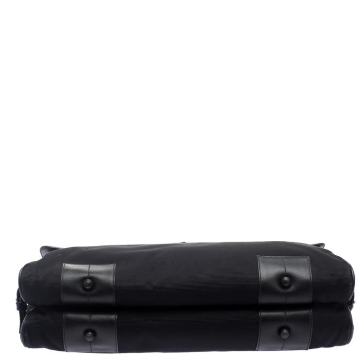 Pre Owned Montblanc Black Fabric and Leather Double Gusset Nightflight Briefcase