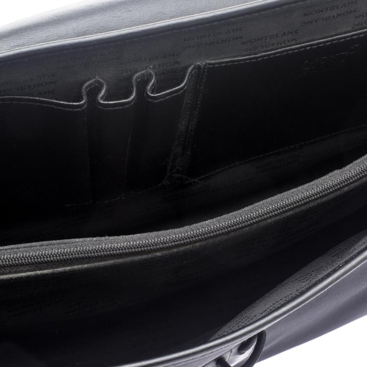 Pre Owned Montblanc Black Fabric and Leather Double Gusset Nightflight Briefcase