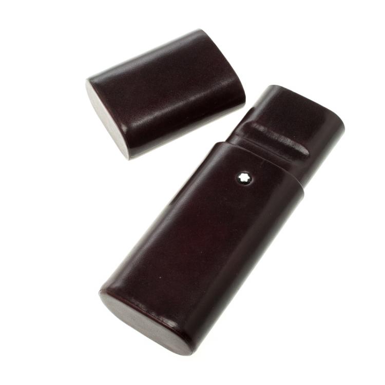 Pre Owned Montblanc Dark Brown Leather Florence 2 Pen Case