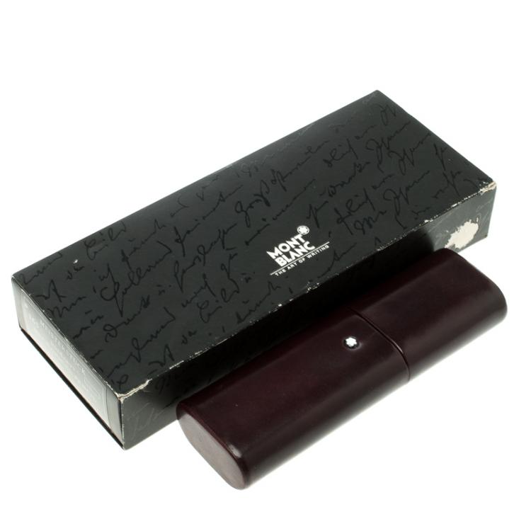 Pre Owned Montblanc Dark Brown Leather Florence 2 Pen Case