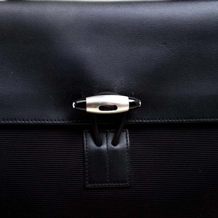 Pre Owned Montblanc Black Fabric and Leather Double Gusset Nightflight Briefcase