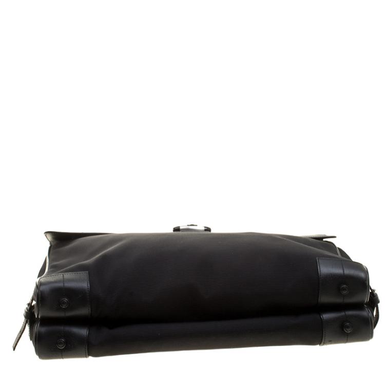 Pre Owned Montblanc Black Fabric and Leather Double Gusset Nightflight Briefcase