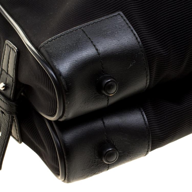 Pre Owned Montblanc Black Fabric and Leather Double Gusset Nightflight Briefcase