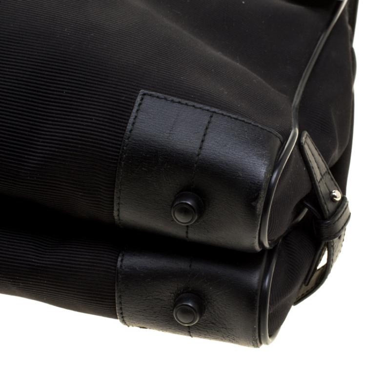 Pre Owned Montblanc Black Fabric and Leather Double Gusset Nightflight Briefcase