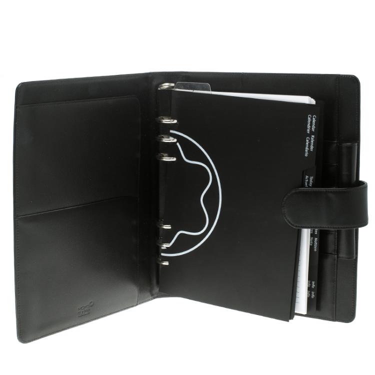 Pre Owned Montblanc Black Leather Meistertuck Medium Organizer
