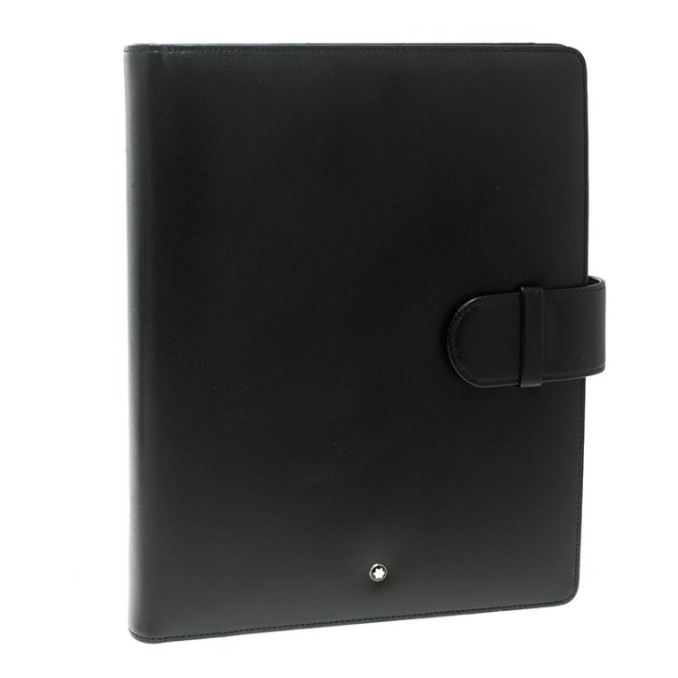 Pre Owned Montblanc Black Leather Meistertuck Medium Organizer