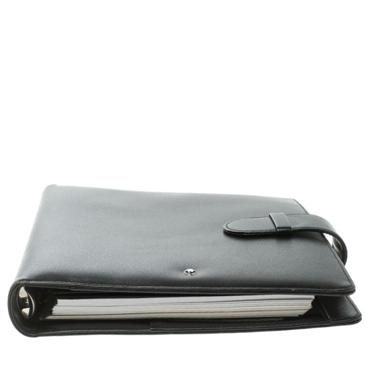Pre Owned Montblanc Black Leather Meistertuck Medium Organizer