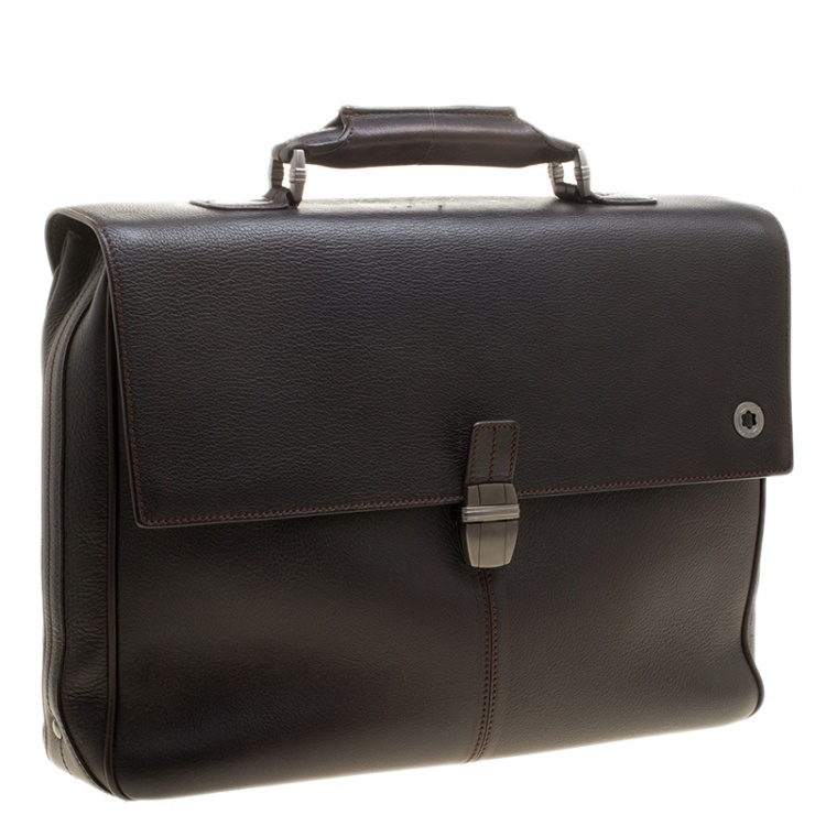 Pre Owned Montblanc Dark Brown Leather Briefcase
