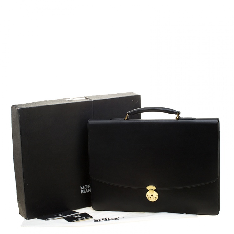 Pre Owned Montblanc Black Leather Briefcase