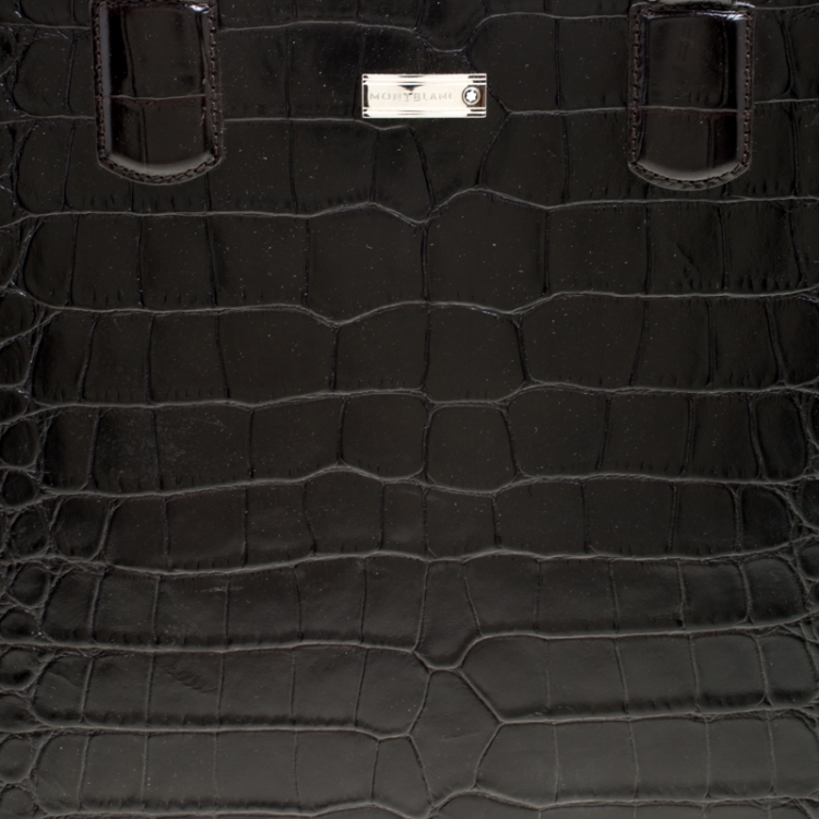 Pre Owned Montblanc Black Croc Embossed Leather Meisterstuck Briefcase