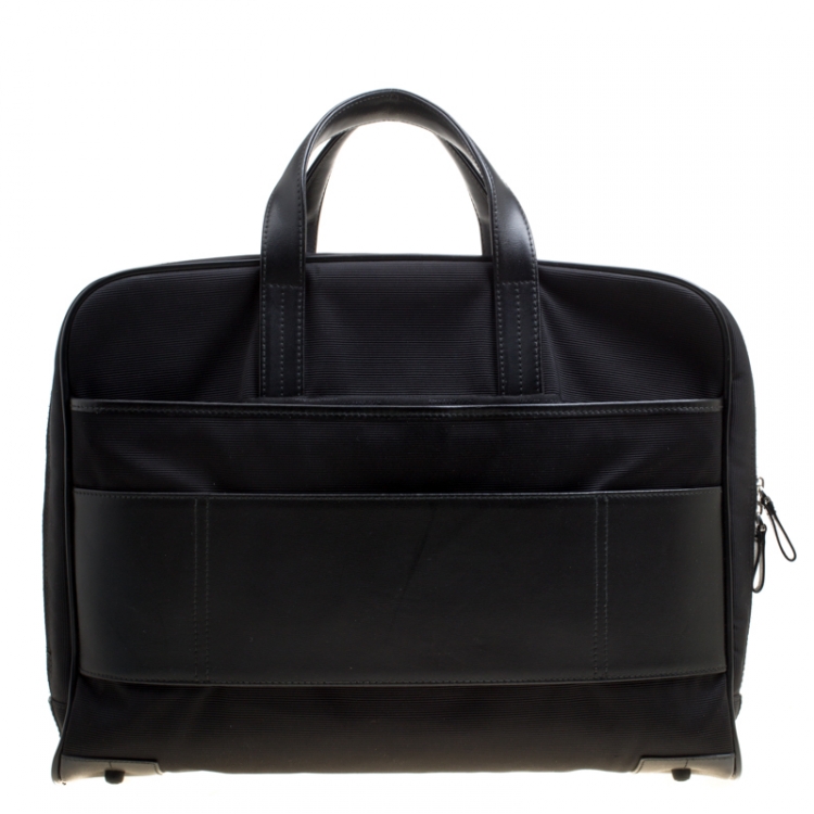 Pre Owned Montblanc Black Fabric and Leather Nightflight Document Bag