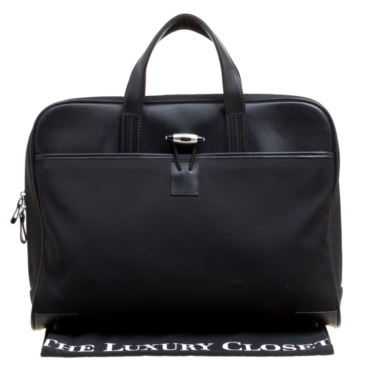 Pre Owned Montblanc Black Fabric and Leather Nightflight Document Bag