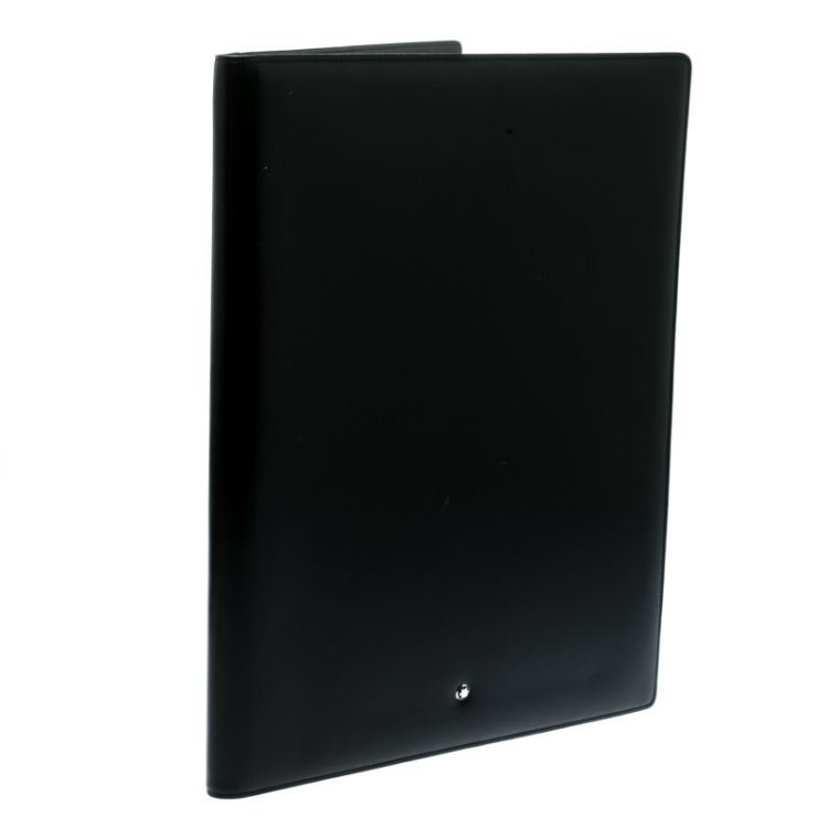 Pre Owned Montblanc Black Leather Notepad Portfolio Cover