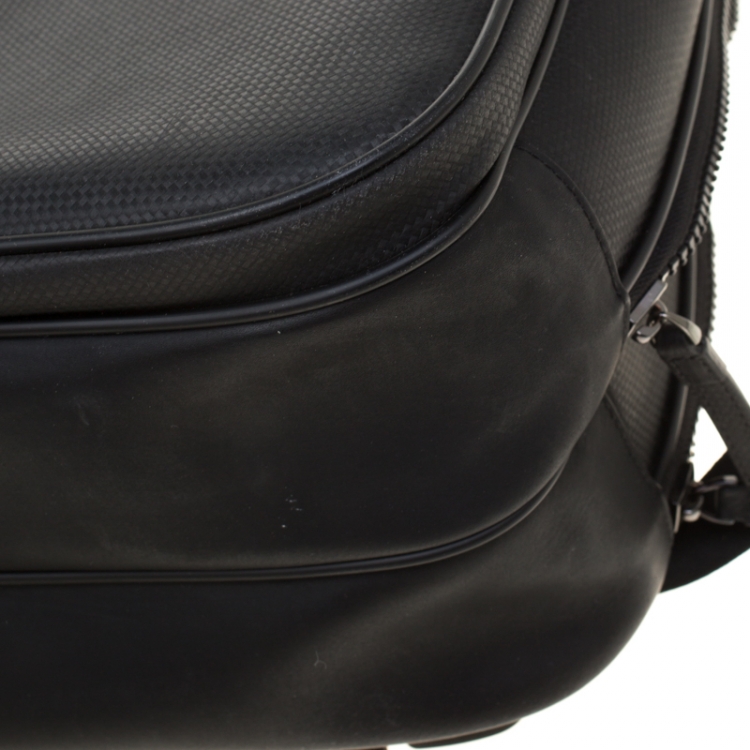 Pre Owned Montblanc Black Textured Leather Extreme Rucksack Backpack