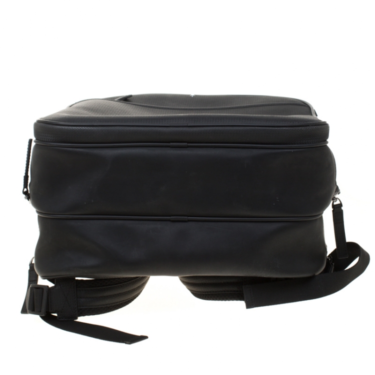 Pre Owned Montblanc Black Textured Leather Extreme Rucksack Backpack
