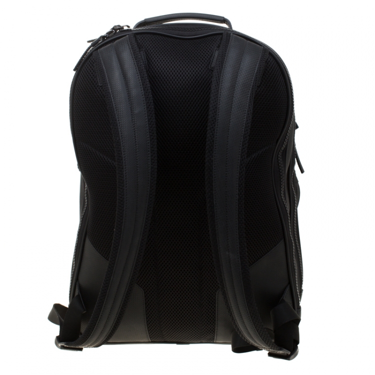 Pre Owned Montblanc Black Textured Leather Extreme Rucksack Backpack