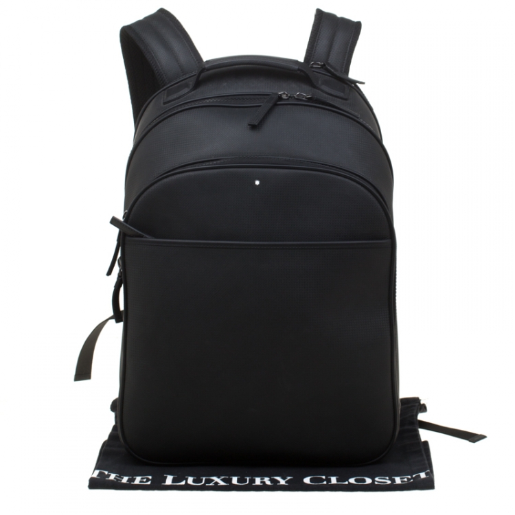 Pre Owned Montblanc Black Textured Leather Extreme Rucksack Backpack