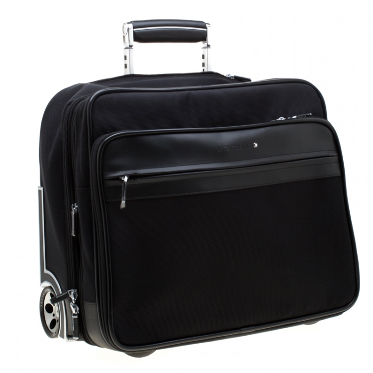 Pre Owned Montblanc Black Fabric and Leather Nightflight On Board Trolley
