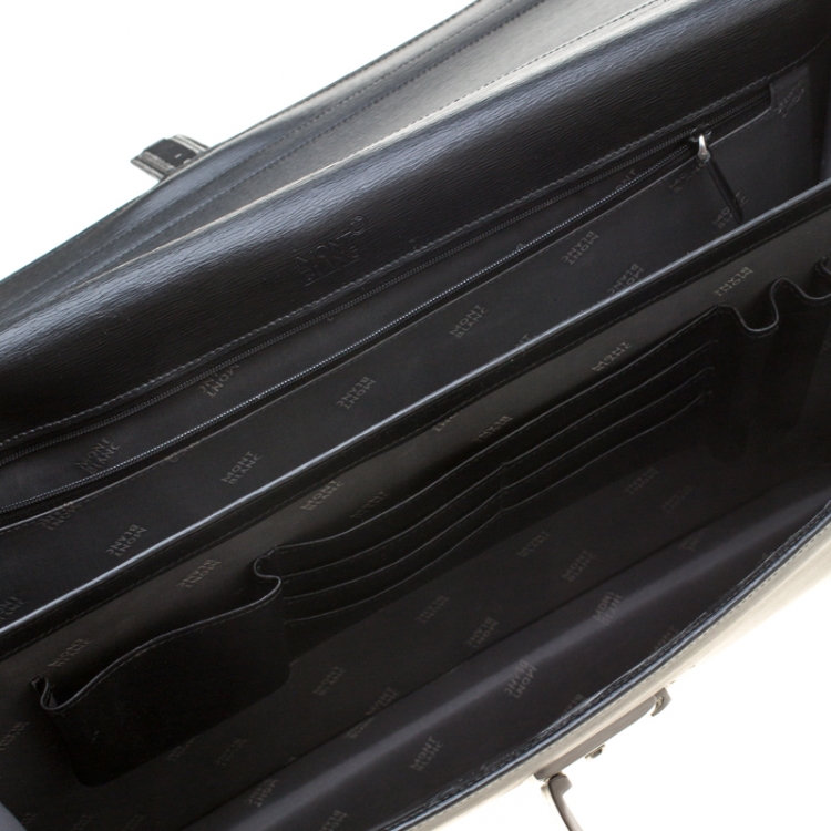 Pre Owned Montblanc Black Leather 4810 Westside Single Gusset Briefcase 